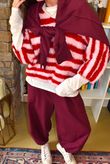 Stripe Boucle Slouch Knit Morello & Rose